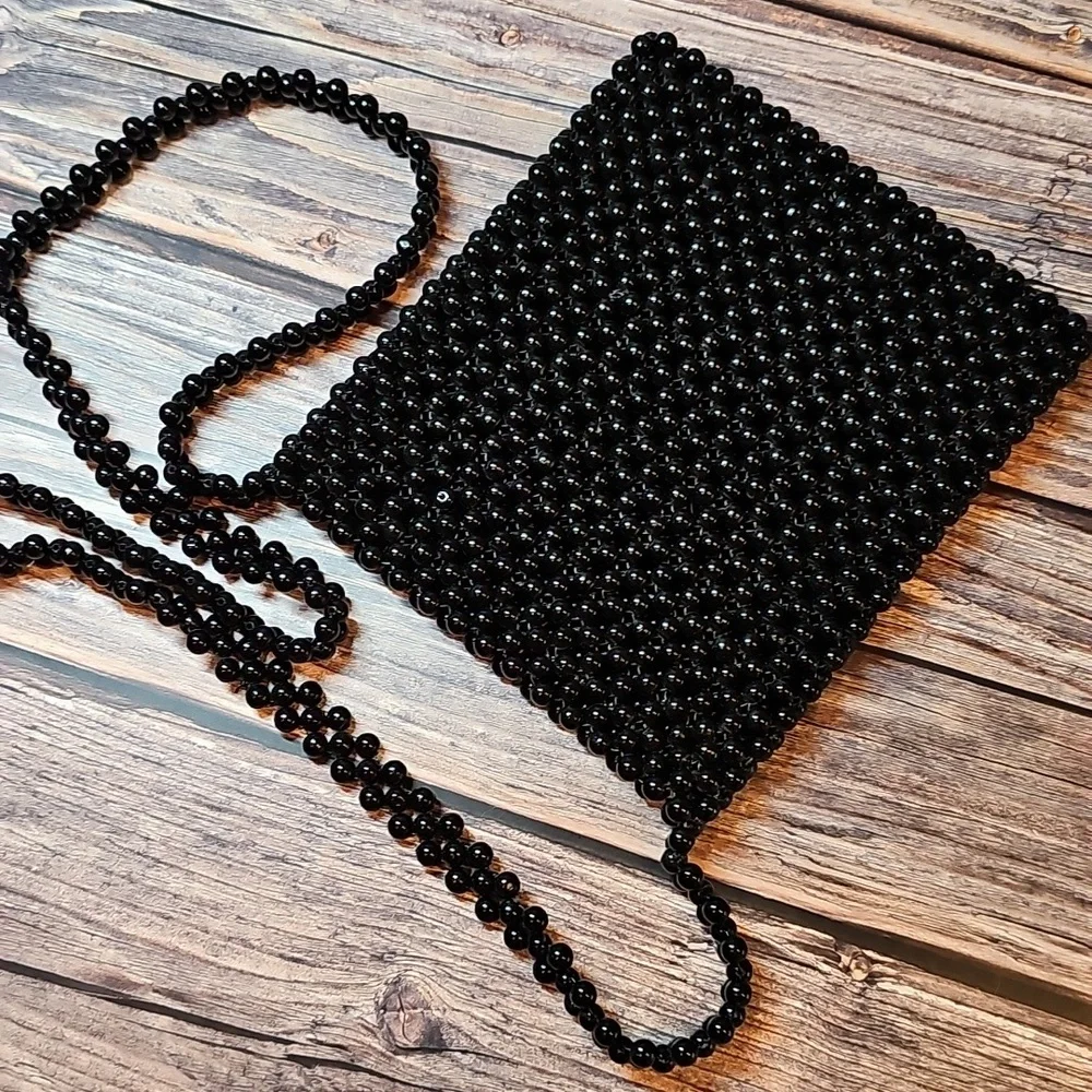 BLACK BEADED CROSSBODY BAG - Picture 4 of 10